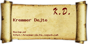 Kremmer Dejte névjegykártya